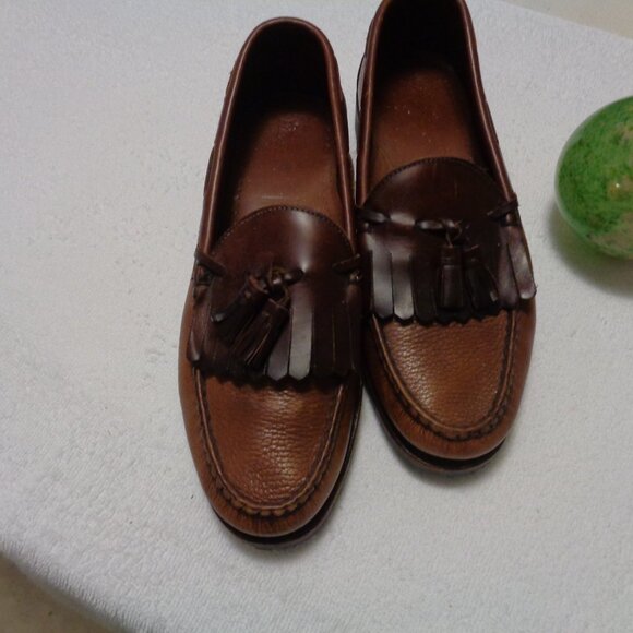 LEATHER MEN LOAFERS COGNAC COLOR W TASSELS BY ALLEN  EDMONDS 10 1/2 D main image 6
